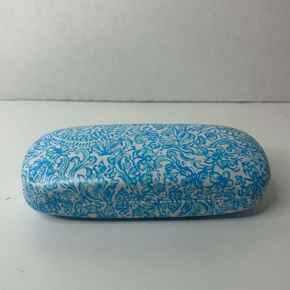 Lilly Pulitzer Blue and White Floral Eyeglass Hard Case with Cleaning Cloth